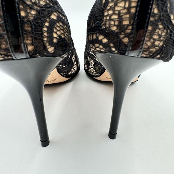 JIMMY CHOO Agnes Pointed-Toe Pumps in Black Lace - Picture 6 of 12